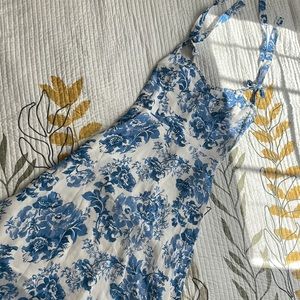 Reformation Blue and White Floral Dress